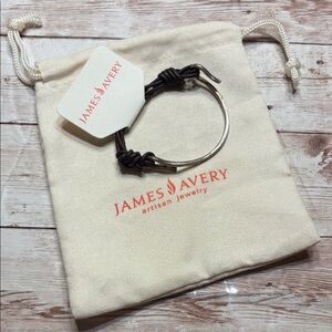 James Avery Retired Sterling Silver and Brown Leather Charm Bracelet